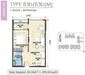 Floor plan: 2-bedroom 1-bathroom unit; features: open-plan kitchen-dining-living, master bedroom with ensuite bathroom, bedroom 2 with shared bathroom, utility room, central foyer, 1 car porch.