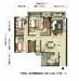 Floor plan: 2-bedroom 2-bathroom unit; features: open-plan kitchen-dining-living, master bedroom with ensuite bathroom, bedroom 2 with shared bathroom, utility room, balcony off living room, central foyer, 1 car porch, 1,200 sqft built-up.