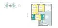 Floor plan: 3-bedroom 2-bathroom unit; features: open-plan kitchen-dining-living, master bedroom with ensuite bathroom, bedroom 2 with shared bathroom, balcony off living room, utility room, laundry area, central foyer, 2 car porch.