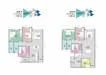 Floor plan: 2-bedroom 2-bathroom unit; features: open-plan kitchen-dining-living, master bedroom with ensuite bathroom, bedroom 2 with shared bathroom, utility room, balcony off living room, central foyer, 1 car porch.