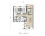 Floor plan: 3-bedroom 2-bathroom unit; features: open-plan kitchen-dining-living, master bedroom with ensuite bathroom, bedroom 2 with shared bathroom, balcony off living room, utility room, laundry area, central foyer, 2 car porch.