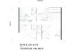Floor plan: 3-bedroom 2-bathroom unit; features: open-plan kitchen-dining-living, master bedroom with ensuite bathroom, balcony off living room, utility room, laundry area, central foyer, 2 car porch, 1,250 sqft built-up.