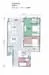 Floor plan: 2-bedroom 2-bathroom unit; features: open-plan kitchen-dining-living, master bedroom with ensuite bathroom, balcony off living room, utility room, laundry area, 2 car porch, central foyer, all bedrooms with windows.