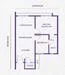 Floor plan: 2-bedroom 1-bathroom unit; features: open-plan kitchen-dining-living, master bedroom with ensuite bathroom, bedroom 2 with shared bathroom, utility room, central foyer, 1 car porch.