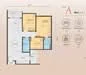 Floor plan: 2-bedroom 2-bathroom unit; features: open-plan kitchen-dining-living, master bedroom with ensuite bathroom, bedroom 2 with shared bathroom, utility room, balcony off living room, central foyer.