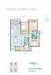 Floor plan: 2-bedroom 1-bathroom unit; features: open-plan kitchen-dining-living, master bedroom with ensuite bathroom, balcony off living room, utility room, laundry area, central foyer.