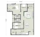 Floor plan: 3-bedroom 2-bathroom unit; features: open-plan kitchen-dining-living, master bedroom with ensuite bathroom, bedroom 2 with shared bathroom, utility room, balcony off living room, central foyer, 2 car porch, 1,200 sqft built-up.