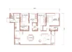 Floor plan: 3-bedroom 2-bathroom unit; features: open-plan kitchen-dining-living, master bedroom with ensuite bathroom, bedroom 2 with shared bathroom, utility room, central foyer, balcony off living room, private yard, 1 car porch.