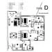Floor plan: 3-bedroom 2-bathroom unit; features: open-plan kitchen-dining-living, master bedroom with ensuite bathroom, balcony off living room, utility room, laundry area, central foyer, 2 car porch.