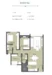 Floor plan: 2-bedroom 2-bathroom unit; features: open-plan kitchen-dining-living, master bedroom with ensuite bathroom, bedroom 2 with shared bathroom, balcony off living room, utility room, laundry area, central foyer.