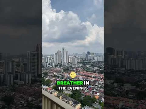 Exterior type: high-rise condominium; features: city skyline view, multiple high-rise buildings, urban landscape, cloudy sky, residential areas in foreground, green spaces visible, varied building heights; style: modern.