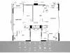 Floor plan: 3-bedroom 2-bathroom unit; features: open-plan kitchen-dining-living, master bedroom with ensuite bathroom, bedroom 2 with shared bathroom, utility room, balcony off living room, central foyer, 1 car porch, laundry area.