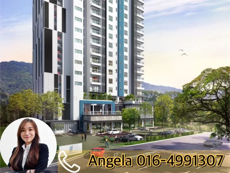 Exterior type: high-rise condominium; features: glass curtain wall, white painted facade, recessed balconies, landscaped garden, manicured lawn, parking spaces, surrounded by mature greenery, modern architectural design; style: modern.