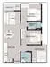 Floor plan: 3-bedroom 2-bathroom unit; features: open-plan kitchen-dining-living, master bedroom with ensuite bathroom, bedroom 2 with shared bathroom, utility room, central foyer, balcony off living room, 1 car porch, laundry area.