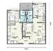 Floor plan: 2-bedroom 2-bathroom unit; features: open-plan kitchen-dining-living, master bedroom with ensuite bathroom, bedroom 2 with shared bathroom, utility room, balcony off living room, central foyer, 1 car porch.