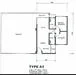 Floor plan: 2-bedroom 1-bathroom unit; features: open-plan kitchen-dining-living, master bedroom with window, bedroom 2 with window, shared bathroom, utility room, central foyer, 1 car porch.