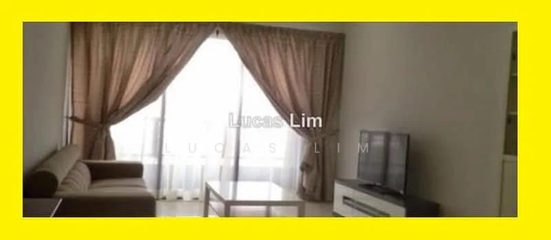 Living features: beige fabric sofa, white coffee table, wall-mounted TV, TV console, floor-to-ceiling windows, sheer curtains, light-colored walls, tile flooring; style: modern.