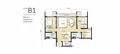 Floor plan: 3-bedroom 2-bathroom unit; features: open-plan kitchen-dining-living, master bedroom with ensuite bathroom, bedroom 2 with shared bathroom, balcony off living room, utility room, laundry area, central foyer, 2 car porch.