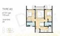 Floor plan: 2-bedroom 2-bathroom unit; features: open-plan kitchen-dining-living, master bedroom with ensuite bathroom, bedroom 2 with shared bathroom, utility room, central foyer, balcony off living room, 1 car porch, 1,250 sqft built-up.