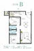 Floor plan: 2-bedroom 1-bathroom unit; features: open-plan kitchen-dining-living, master bedroom with ensuite bathroom, all bedrooms with windows, balcony off living room, utility room, laundry area, central foyer.