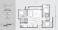 Floor plan: 2-bedroom 2-bathroom unit; features: open-plan kitchen-dining-living, master bedroom with ensuite bathroom, bedroom 2 with shared bathroom, balcony off living room, utility room, laundry area, central foyer, 1 car porch.