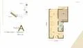 Floor plan: 1-bedroom 1-bathroom unit; features: open-plan kitchen-dining-living, master bedroom with ensuite bathroom, utility room, balcony off living room, central foyer, 1 car porch.