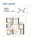 Floor plan: 3-bedroom 2-bathroom unit; features: open-plan kitchen-dining-living, master bedroom with ensuite bathroom, bedroom 2 with shared bathroom, balcony off living room, utility room, laundry area, central foyer, 2 car porch.