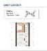 Floor plan: 2-bedroom 1-bathroom unit; features: open-plan kitchen-dining-living, master bedroom with ensuite bathroom, all bedrooms with windows, balcony off living room, utility room, laundry area, central foyer.