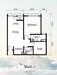 Floor plan: 2-bedroom 1-bathroom unit; features: open-plan kitchen-dining-living, master bedroom with ensuite bathroom, study or 3rd bedroom, utility room, balcony off living room, central foyer.