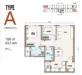 Floor plan: 3-bedroom 2-bathroom unit; features: open-plan kitchen-dining-living, master bedroom with ensuite bathroom, bedroom 2 with shared bathroom, utility room, balcony off living room, central foyer, 1 car porch, 1,100 sqft built-up.