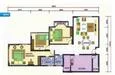 Floor plan: 3-bedroom 2-bathroom unit; features: open-plan kitchen-dining-living, master bedroom with ensuite bathroom, bedroom 2 with shared bathroom, balcony off living room, utility room, laundry area, central foyer, 2 car porch.