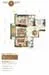 Floor plan: 3-bedroom 2-bathroom unit; features: open-plan kitchen-dining-living, master bedroom with ensuite bathroom, balcony off living room, utility room, laundry area, central foyer, 2 car porch, 1,250 sqft built-up.