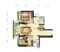 Floor plan: 2-bedroom 2-bathroom unit; features: open-plan kitchen-dining-living, master bedroom with ensuite bathroom, balcony off living room, utility room, central foyer, 2 car porch, all bedrooms with windows, study or 3rd bedroom.