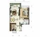 Floor plan: 2-bedroom 2-bathroom unit; features: open-plan kitchen-dining-living, master bedroom with ensuite bathroom, bedroom 2 with shared bathroom, balcony off living room, utility room, laundry area, central foyer, 1 car porch.