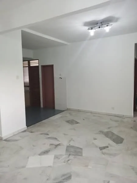 Room features: white painted walls, marble tile flooring, recessed downlights, open layout, doorway leading to another room, window with natural light, neutral color scheme; style: modern.