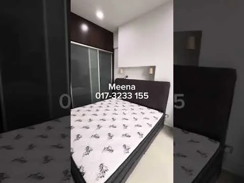 Bedroom features: queen-size bed, upholstered headboard, built-in wardrobe with sliding doors, white painted walls, recessed downlights, flooring with light tiles, decorative wall sconce, bedside lamps; style: modern.