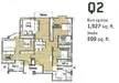 Floor plan: 3-bedroom 2-bathroom unit; features: open-plan kitchen-dining-living, master bedroom with ensuite bathroom, balcony off living room, utility room, laundry area, central foyer, 2 car porch, 1,827 sqft built-up, 908 sqft inside.
