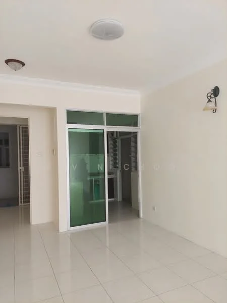 Room features: cream painted walls, glossy tile flooring, recessed ceiling lights, wall sconce, glass sliding door, open layout, neutral color scheme; style: modern.