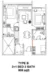 Floor plan: 3-bedroom 2-bathroom unit; features: open-plan kitchen-dining-living, master bedroom with ensuite bathroom, bedroom 2 with shared bathroom, utility room, balcony off living room, central foyer, 1 car porch, 1,000 sqft built-up.
