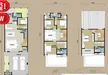 Floor plan: 3-bedroom 2-bathroom unit; features: open-plan kitchen-dining-living, master bedroom with ensuite bathroom, bedroom 2 with shared bathroom, utility room, balcony off living room, private yard, 2 car porch, central foyer, straight corridor.