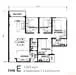Floor plan: 3-bedroom 2-bathroom unit; features: open-plan kitchen-dining-living, master bedroom with ensuite bathroom, bedroom 2 with shared bathroom, utility room, balcony off living room, central foyer, 2 car porch, 1,200 sqft built-up.