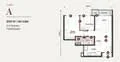 Floor plan: 2-bedroom 1-bathroom unit; features: open-plan kitchen-dining-living, master bedroom with ensuite bathroom, all bedrooms with windows, balcony off living room, utility room, central foyer.