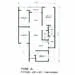 Floor plan: 3-bedroom 2-bathroom unit; features: open-plan kitchen-dining-living, master bedroom with ensuite bathroom, bedroom 2 with shared bathroom, utility room, central foyer, balcony off living room, 1 car porch, laundry area.