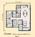 Floor plan: 3-bedroom 2-bathroom unit; features: open-plan kitchen-dining-living, master bedroom with ensuite bathroom, bedroom 2 with shared bathroom, utility room, balcony off living room, central foyer, 2 car porch, 1,200 sqft built-up.