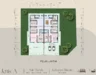 Floor plan: 4-bedroom 3-bathroom unit; features: open-plan kitchen-dining-living, master bedroom with ensuite bathroom, all bedrooms with windows, utility room, balcony off living room, 2 car porch, central foyer, private yard.