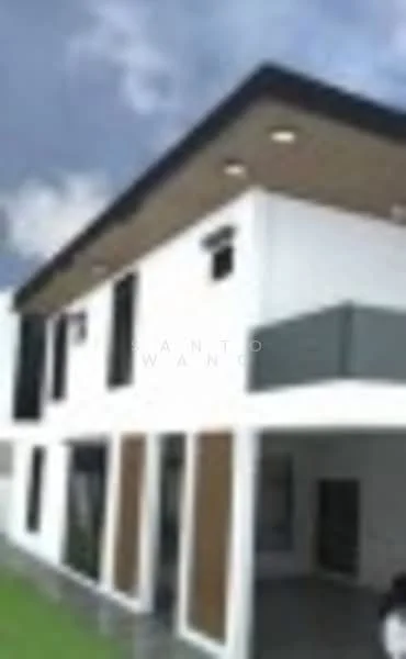 Exterior type: detached bungalow; features: white painted facade, wood paneling, flat roof, two-storey structure, large windows, balcony on upper floor, manicured lawn, modern architectural design; style: modern.