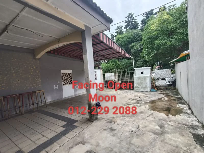 Exterior features: covered patio, concrete flooring, exposed brick wall, fenced area, outdoor space, surrounding greenery, sliding door, gated entry.