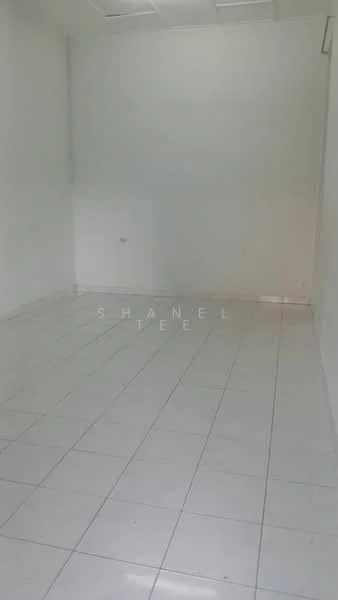 Room features: white painted walls, white tiled flooring, no visible furniture or fixtures, bright lighting, empty space; style: minimalist.