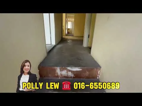 Room features: concrete flooring, plain walls, doorway leading to another room, staircase, natural light from windows, neutral color scheme.