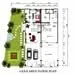 Floor plan: 3-bedroom 2-bathroom unit; features: open-plan kitchen-dining-living, master bedroom with ensuite bathroom, utility room, private yard, 2 car porch, central foyer, all bedrooms with windows, balcony off living room, garden area, laundry area.